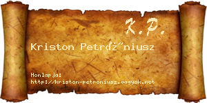 Kriston Petróniusz névjegykártya